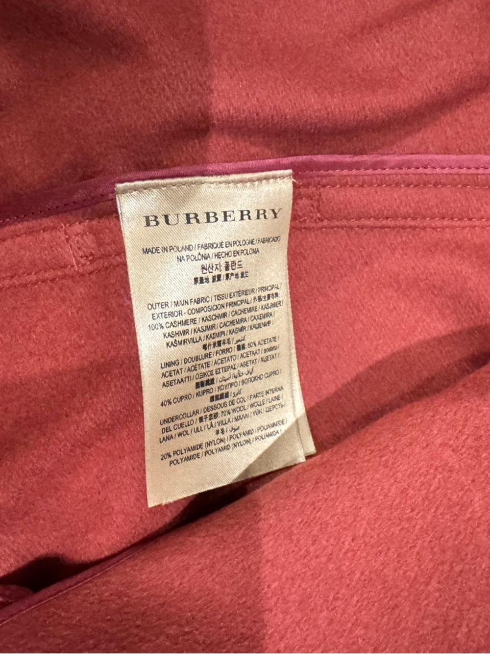 Burberry Brick-Red Cashmere Trench Coat with Belt - Picture 3 of 6